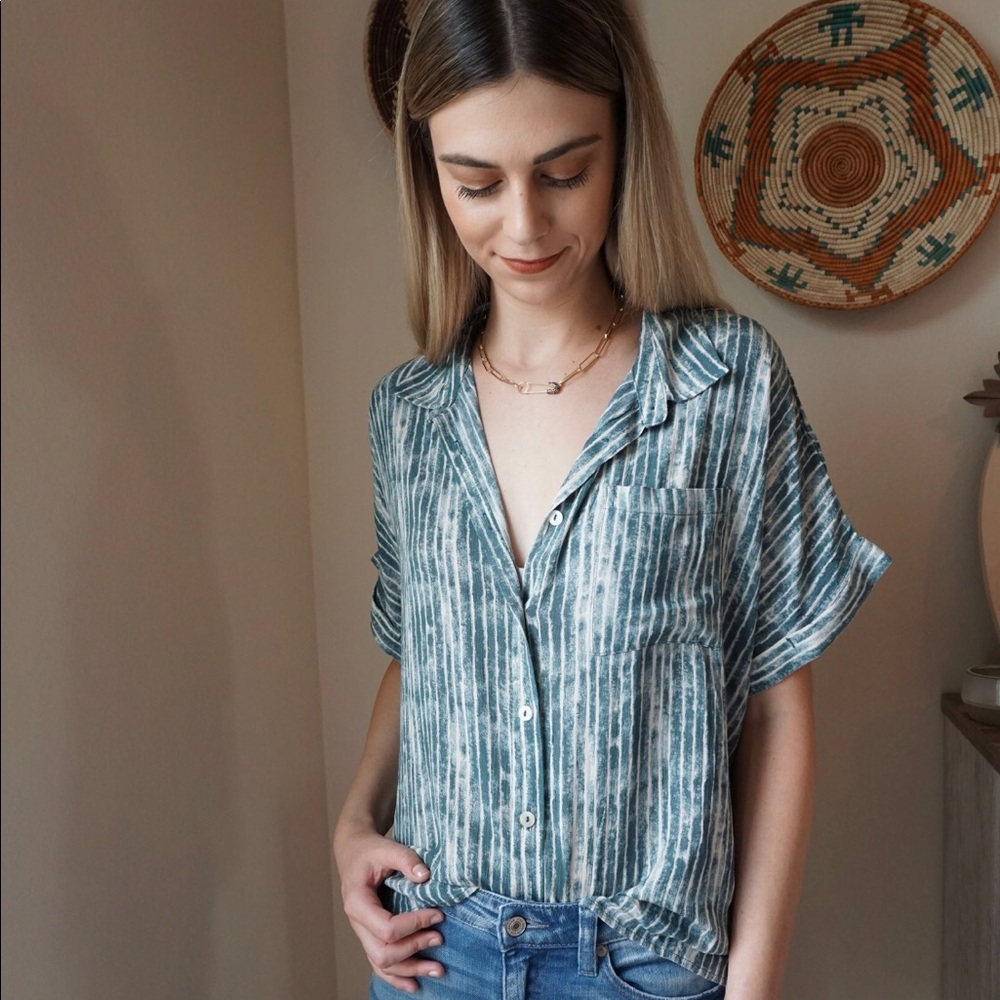 MOVING SALE!! NWT: Teal Die Dye Button Down Top